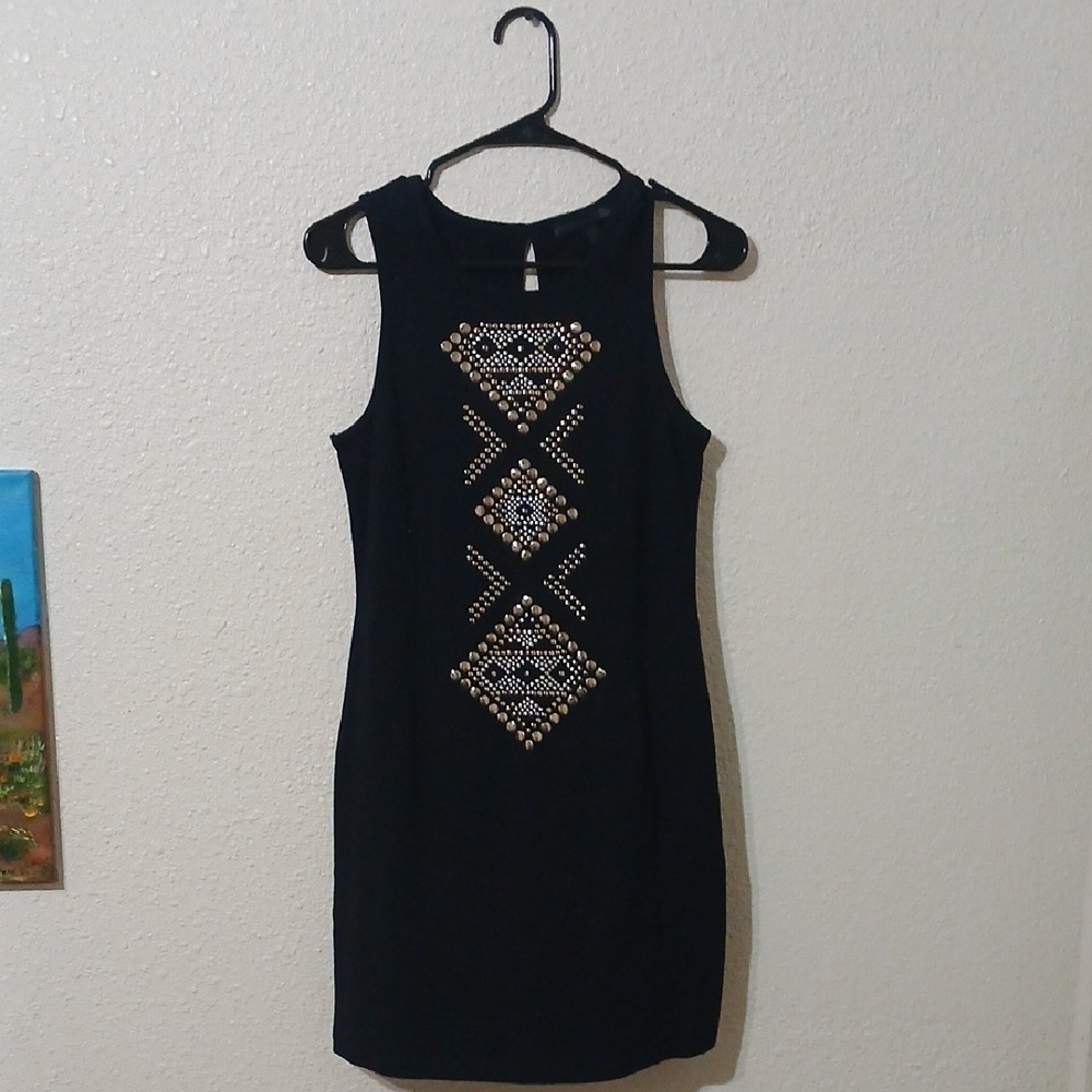 "Make Offer" Forenza Black Gold Sheath Halter Mini Dress